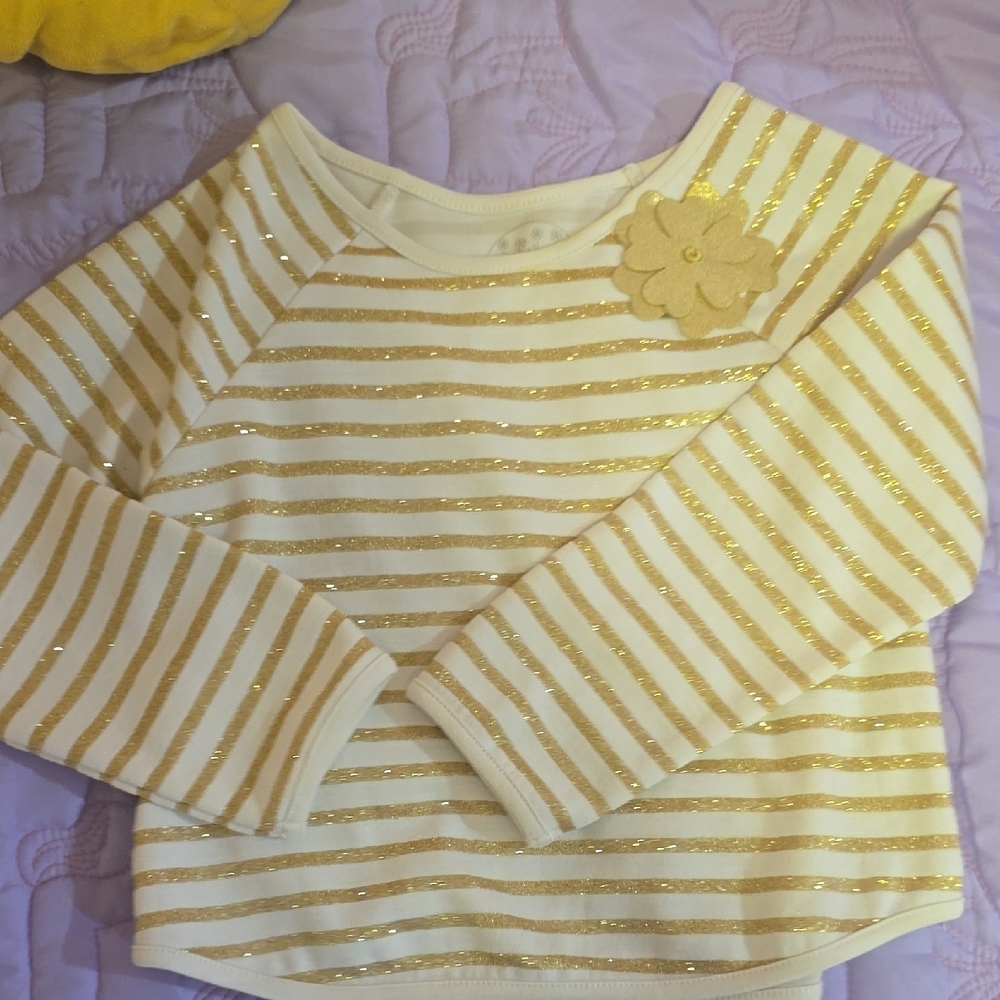 Pippa & Julie Glittery Gold Striped Long Sleeve Tee - Picture 5 of 5